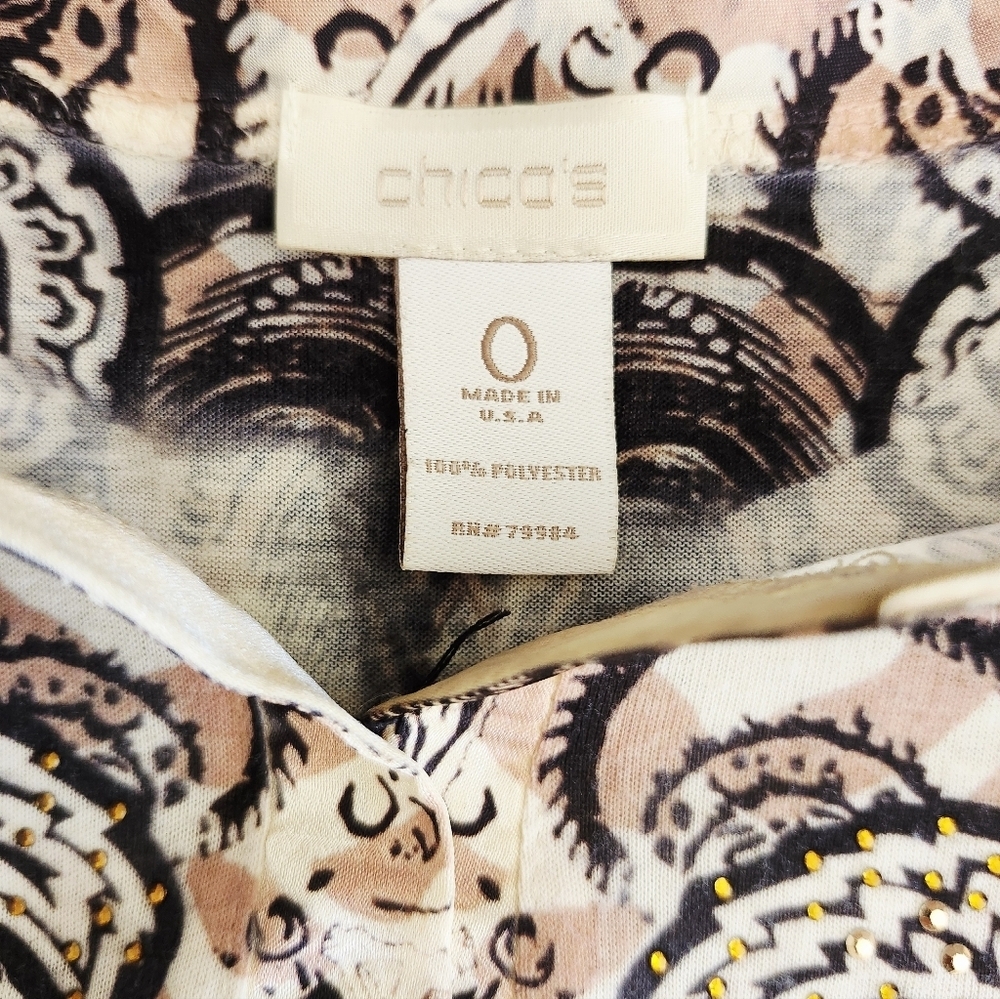 Chico's Brown and Cream Tunic with Paisley Design Size 0 - Picture 3 of 3